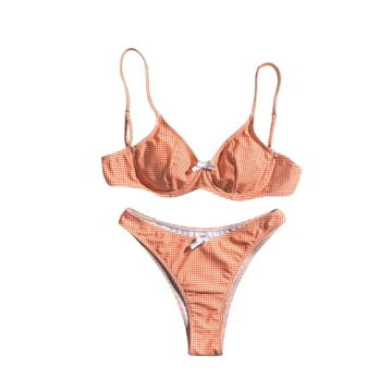 SweatyRocks Women's Stylish 2 Piece Bikini Set with Bowknot and High Cut Design