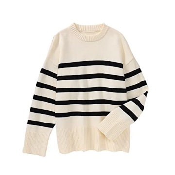 BOUTIKOME Women's Striped Sweater Soft Stylish Versatile
