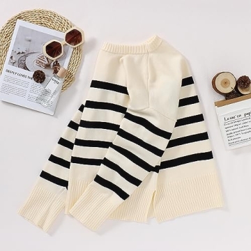 BOUTIKOME Women's Striped Sweater Soft Stylish Versatile