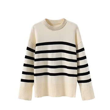 BOUTIKOME Women's Striped Sweater Soft Stylish Versatile