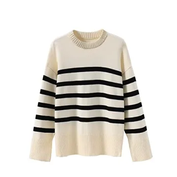 BOUTIKOME Women's Striped Sweater Soft Stylish Versatile
