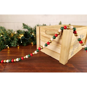 9-Foot Wood Bead Garland for Chic Rustic Home Decor