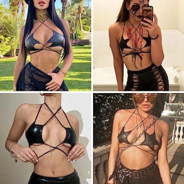 Caviotess Holographic Star Bra Crop Top for Night Events