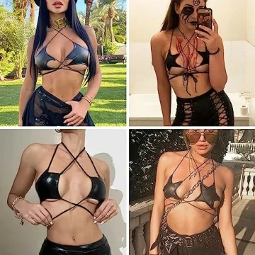 Caviotess Holographic Star Bra Crop Top for Night Events