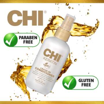 CHI Keratin Leave-in Conditioner, Hydrating Conditioner For Restoring Softness & Preventing Breakage, Great For Daily Use, Sulfate-free, 6 Oz