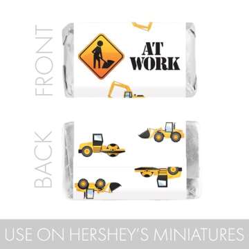 Under Construction Party Mini Candy Bar Wrappers, Construction Birthday Decorations - 45 Count