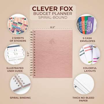 Clever Fox Budget Planner: Monthly Organizer & Expense Tracker in Rose Gold