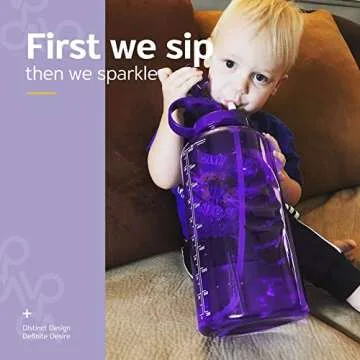 Venture Pal Large 1 Gallon/128 OZ (When Full) Motivational BPA Free Leakproof Water Bottle with Straw & Time Marker Perfect for Fitness Gym Camping Outdoor Sports-Purple