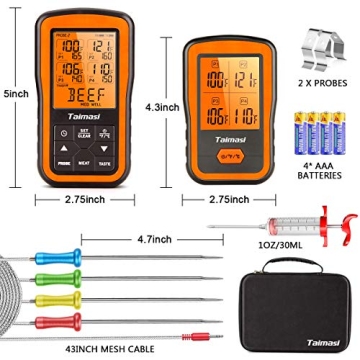 Taimasi Wireless Meat Thermometer with 4 Probes & Injector