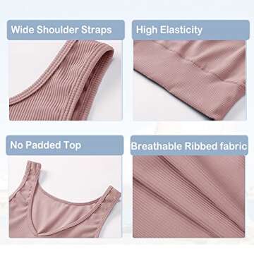 Workout Crop Tank Tops for Women Sleeveless Sports Basic Shirts Fitness Yoga Reversible Ribbed Summer Tops Pink