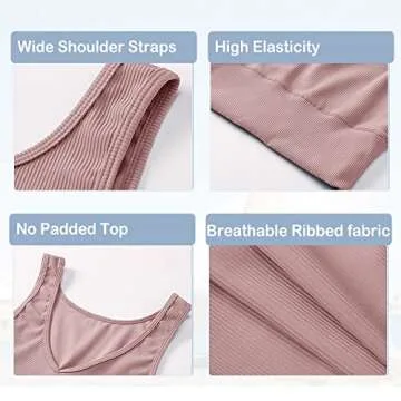 Workout Crop Tank Tops for Women Sleeveless Sports Basic Shirts Fitness Yoga Reversible Ribbed Summer Tops Pink