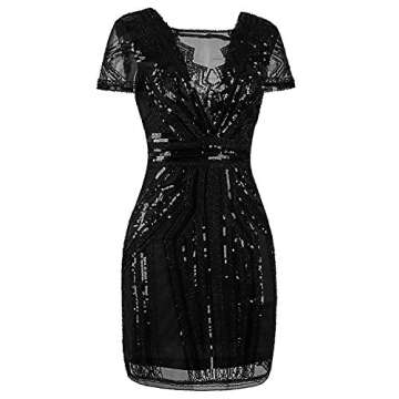 Vijiv 1920s Short Black Prom Dress for Elegant Events