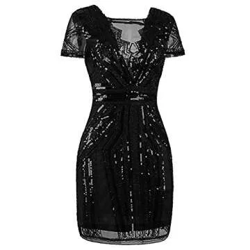 Vijiv 1920s Short Black Prom Dress for Elegant Events