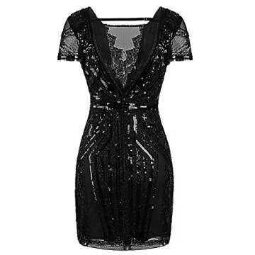 Vijiv 1920s Short Black Prom Dress for Elegant Events