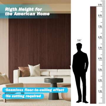 Art3d Slat Wood Wall Paneling for Interior and Ceiling Decoration - Pack of 4pcs + 1pc End-Trim, Size 108 x 5.7in.- Walnut