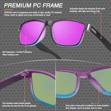 GRFISIA Vintage Polarized Sunglasses for Men and Women Driving Sun glasses 100% UV Protection