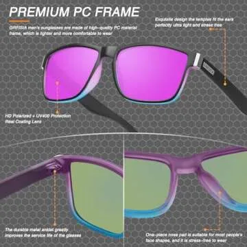 GRFISIA Vintage Polarized Sunglasses for Men and Women Driving Sun glasses 100% UV Protection