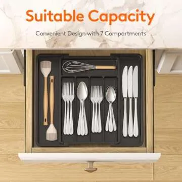 Lifewit Medium Silverware Drawer Organizer, Expandable Utensil Tray for Kitchen, BPA Free Flatware a...
