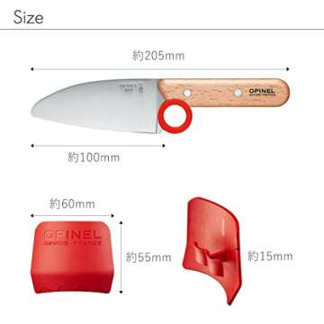 Opinel Le Petit Chef Knife Set, Chef Knife with Rounded Tip, Fingers Guard, For Children, Teaching Food Prep and Kitchen Safety, 2 Piece Set, Made in France