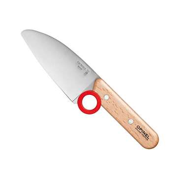 Opinel Le Petit Chef Knife Set, Chef Knife with Rounded Tip, Fingers Guard, For Children, Teaching Food Prep and Kitchen Safety, 2 Piece Set, Made in France