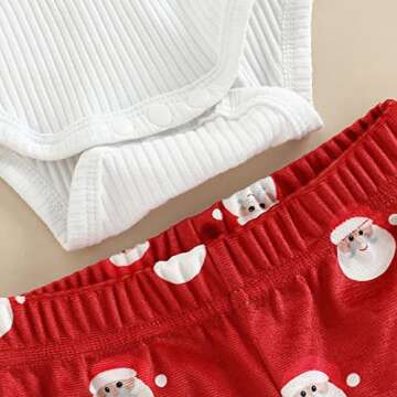 Baby Girl My 1st Christmas Outfits Letter Long Sleeve Romper Tops+Bell Bottom Pants+Headband 3 Pcs Clothes Set (A-Red, 3-6 Months)