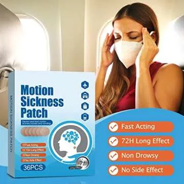 Motion Sickness Patches & Sea Sickness Bands for The Relief of Nausea and Vertigo in Adults and Kids from Travel of Cars, Ships, Airplanes & Other Forms of Transport Movement