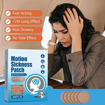 Motion Sickness Patches & Sea Sickness Bands for The Relief of Nausea and Vertigo in Adults and Kids from Travel of Cars, Ships, Airplanes & Other Forms of Transport Movement