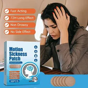 Motion Sickness Patches & Sea Sickness Bands for The Relief of Nausea and Vertigo in Adults and Kids from Travel of Cars, Ships, Airplanes & Other Forms of Transport Movement