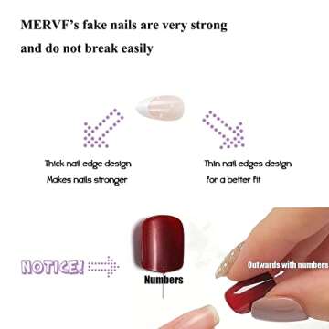 MERVF Almond Press on Nails Medium White French Tip Fake Nails Nude Stiletto Acrylic Nails Glossy 24pcs False Nails with Pearls Designs Glue on Nails Press ons