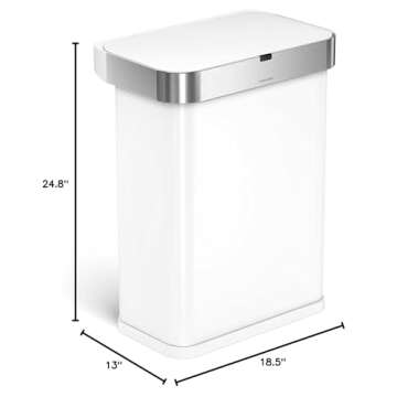 simplehuman 58 Liter / 15.3 Gallon Rectangular Voice and Motion Sensor Automatic Kitchen Trash Can