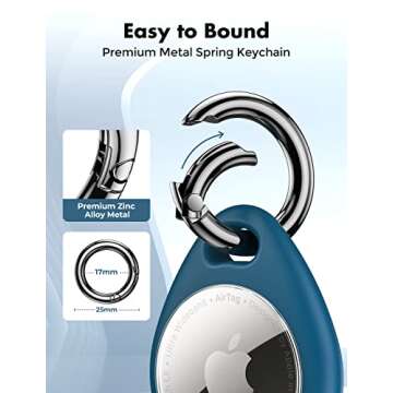 UNBREAKcable Holder for Apple AirTag - 4 Pack [Fit Tightly Design] [Easy to Install] [Hold Air Tag Securely] Waterproof TPU Shell Protective Case with All Metal Keychain Key Ring Clip