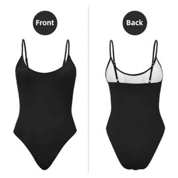 Zando Black One Piece Swimsuit Women Bathing Suit for Women Tummy Control Womens Ribbed Bathing Suit...