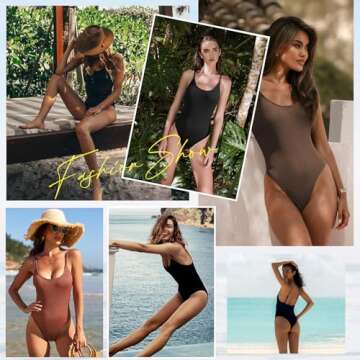 Zando Black One Piece Swimsuit Women Bathing Suit for Women Tummy Control Womens Ribbed Bathing Suits Women Swimsuit Slimming Swimsuits for Women Swimwear Modest One Piece Swim M