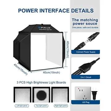 PULUZ 16''x16'' Photo Studio Light Box, Upgraded Photo Box Soft Box Integrated Portable Light Box Photography with Hight CRI 480 LED Lights & 4 Color Backdrops for Product Photography