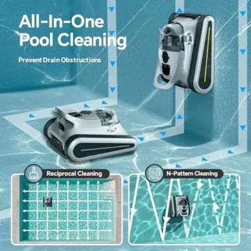 Cordless Robotic Pool Cleaner with High-Powered Suction and Wall Climbing
