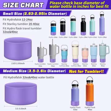 WUQID Protective Silicone Boot Sleeve for 12oz-40oz Hydro Sport Flask/Stanle Water Bottles Tumbler Anti-Slip Bottom Sleeve Cover for All Water Bottles Bottom Width of 2.83-2.95in