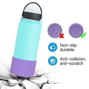WUQID Protective Silicone Boot Sleeve for 12oz-40oz Hydro Sport Flask/Stanle Water Bottles Tumbler Anti-Slip Bottom Sleeve Cover for All Water Bottles Bottom Width of 2.83-2.95in