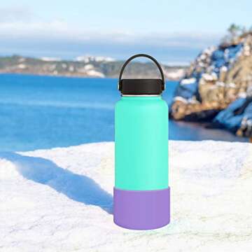 WUQID Protective Silicone Boot Sleeve for 12oz-40oz Hydro Sport Flask/Stanle Water Bottles Tumbler Anti-Slip Bottom Sleeve Cover for All Water Bottles Bottom Width of 2.83-2.95in