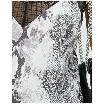 Mua Women's Lace Sleevless Leopard Snake Print V Neck Cami Tank Top (Snake, M)