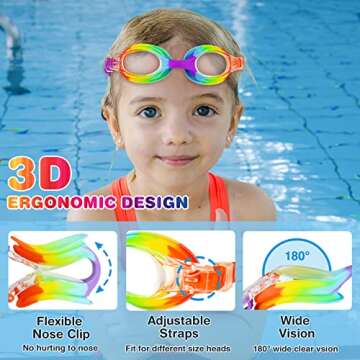 XDX Kids Goggles for Swimming 4-14, 4 Pack Kids Adjustable Swimming Goggles for Boys and Girls, Anti Fog Swimming Goggles with UV Protection