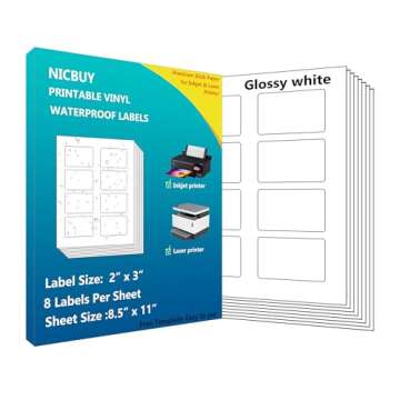 Nicbuy 120 Labels - Premium Printable Waterproof Sticker Labels