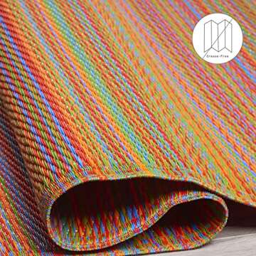 Fab Habitat Outdoor Rug - Waterproof, Fade Resistant, Crease-Free - Premium Recycled Plastic - Striped - Large Patio, Deck, Sunroom, Camping, RV - Cancun - Multicolor - 6 x 9 ft