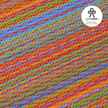 Fab Habitat Outdoor Rug - Waterproof, Fade Resistant, Crease-Free - Premium Recycled Plastic - Striped - Large Patio, Deck, Sunroom, Camping, RV - Cancun - Multicolor - 6 x 9 ft