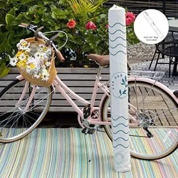 Fab Habitat Outdoor Rug - Waterproof, Fade Resistant, Crease-Free - Premium Recycled Plastic - Striped - Large Patio, Deck, Sunroom, Camping, RV - Cancun - Multicolor - 6 x 9 ft