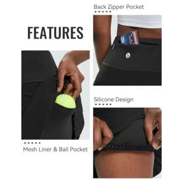 BALEAF Pleated Tennis Skirt Skorts Skirts for Woman High Waisted Lightweight Athletic Golf Workout with Shorts Pockets Black Small