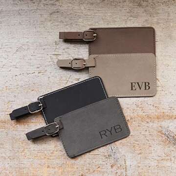 Lifetime Creations Monogrammed Luggage Tag - Personalized Vegan Leather Bag Tag with Initials (Light...