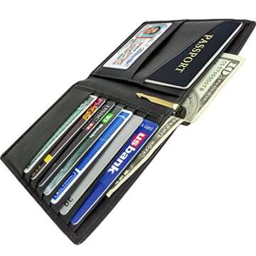 AurDo RFID Blocking Real Leather Passport Holder Cover Case & Travel Wallet for Men & Women (Black)