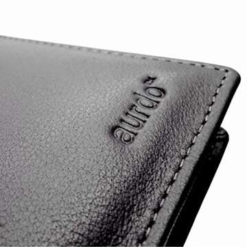 AurDo RFID Blocking Real Leather Passport Holder Cover Case & Travel Wallet for Men & Women (Black)