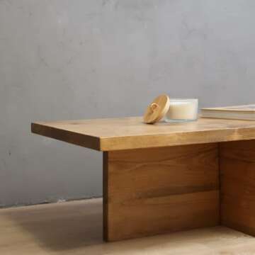 Urbandi Solid Wood Coffee Table with Cross Base Legs, Rustic, Modern, Living Room, Bedroom, Made in USA (Aged Oak, 36Wx18Dx15H)