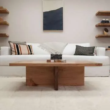 Urbandi Solid Wood Coffee Table with Cross Base Crafted for Elegance